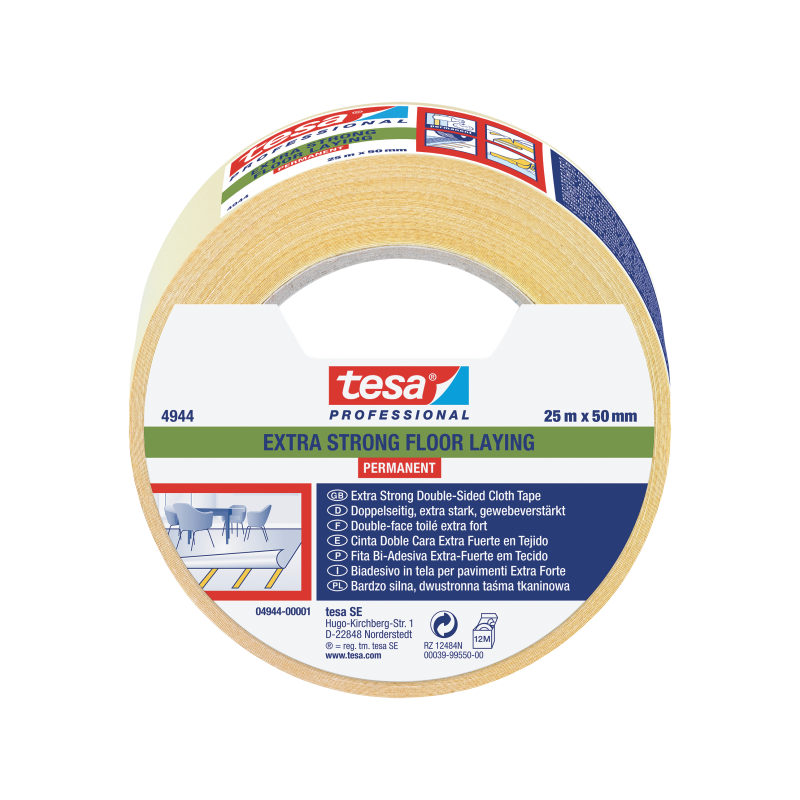 Double face toilé, fixation surfaces irrégulières, tesa 4944